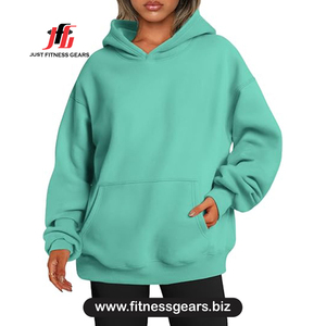 เสื้อฮู้ดโอเวอร์ไซส์สำหรับผู้หญิง Just Fitness Gears ผ้าฝ้ายฟลีซสีพื้น แขนยาว ระบายอากาศได้ดี เหมาะสำหรับใส่ในฤดูใบไม้ร่วง - Product Image 1