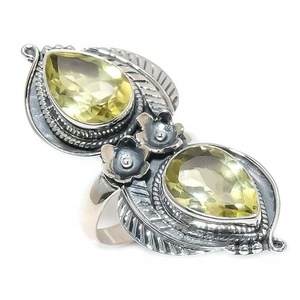 แหวนเงินสเตอร์ลิง925จากนักออกแบบที่ดีที่สุดทำด้วยมือเงินอัญมณีซิทรีนธรรมชาติทำด้วยมือ925เจียระไนแบบประทับสำหรับงานแต่งงานงานปาร์ตี้ - Product Image 1