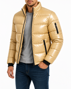 Blouson matelassé en nylon tendance personnalisé pour homme, avec capuche amovible brillante, respirant, sur mesure, OEM - Product Image 1