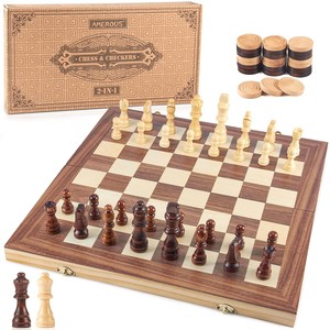Handcrafted <b>Wooden</b> <b>Chess</b> & Checkers <b>Set</b> 2-in-1 - Wholesale from India - Product Image 1