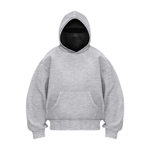 Sweat-shirt à capuche unisexe surdimensionné en molleton gris uni, coupe classique, avec poches, idéal pour l'hiver, écologique, avec logo frontal et fermeture éclair. - Product Image 5