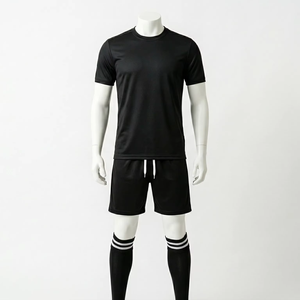Tenue d'entraînement de football pour hommes, entièrement noire ou entièrement blanche, respirante, légère, pour la compétition estivale, pour adultes - Product Image 1