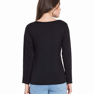 Women's Attractive Acid <b>Wash</b> Full Sleeve <b>Screen</b> Printing Shirt with Rhinestone Distress Loose Fit for <b>Winter</b> - Product Image 2