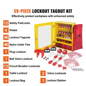 Kit di Bloccaggio e Segnalazione Elettrica con 59 Pezzi: Lucchetti, Ganci, Etichette, Fascette, Blocco Spina, Blocco Circuito, Attrezzatura di Supporto per Camera Bianca - Product Image 2