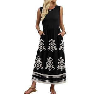 Robes d'été WIHOLL pour femmes 2026 – Robes longues et fluides sans manches coupe trapèze avec poches - Product Image 3