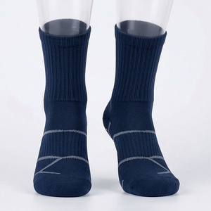 Crew <b>Socks</b> Navy Blue Knitted Breathable <b>Running</b> Athletic <b>Socks</b> for Adults Spring Season Standard Thickness - Product Image 1