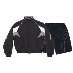 Men Nylon Zip up Two Piece Short Set Windbreaker <b>Jackets</b> Tracksuits Sets for Men - Product Image 2