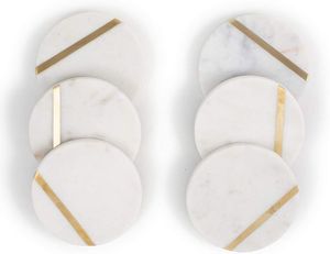 Modern <b>Square</b> Stone Coasters With Gold Lines Non-Slip Mats For <b>Table</b> Decor - Product Image 4