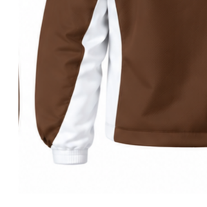 Veste à capuche zippée intégrale marron chocolat et blanc, coupe-vent athlétique personnalisé, vêtement de sport léger pour l'entraînement et les activités de plein air - Product Image 5