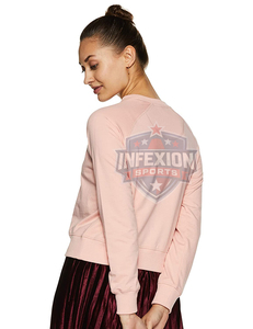 Sudadera de Mujer, Cuello Redondo, Manga Larga, Color Rosa, 100% Algodón, Transpirable, Tejido de Punto, Color Sólido, Ropa Casual de Otoño - Product Image 4