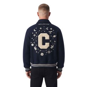 Chaqueta Bomber Negra Personalizada Estilo Universitario para Hombre, Chaqueta Varsity de Béisbol, 100% Lana, Chenille, Estilo Letterman, Ropa Urbana - Product Image 2