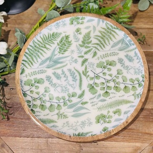 Plato para servir de madera esmaltada botánica elegante, bandeja para aperitivos, Decoración de cocina, regalo de inauguración de la casa, vegetación inspirada en la naturaleza - Product Image 1