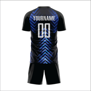 ชุดฟุตบอลแบบซับลิเมชั่นสั่งทำขายส่ง ผ้าโพลีเอสเตอร์ 100% แห้งเร็ว เสื้อและกางเกง พร้อมสกรีนชื่อ/หมายเลขทีมตามสั่ง มีสินค้าในสต็อก - Product Image 3