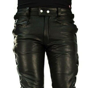 Pantalones de cuero hechos a medida para hombre con logotipo personalizado, diseño único, precio al por mayor, pantalones de cuero en venta - Product Image 2