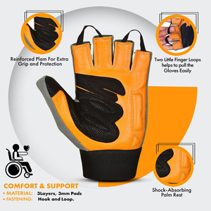 ถุงมือหนังแกะแบบมีซิปสำหรับรถเข็นคนพิการ ปิดนิ้วโป้งเต็มรูปแบบ เหมาะสำหรับกีฬา กิจกรรมกลางแจ้ง ชีวิตประจำวันที่แอคทีฟ ช่วยเพิ่มความคล่องตัว ยกน้ำหนักได้ - Product Image 5