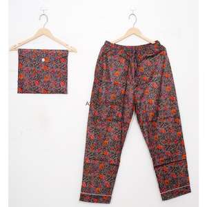 Ensemble de pyjama pour femmes à manches longues, imprimé numérique floral, 100% coton pur, taille élastique douce, décontracté, luxueux, printemps été - Product Image 3