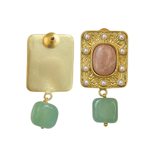 Pendientes Colgantes Bohemios de Flor Chapados en Oro de Cuarzo, Joyería de Fiesta Hecha a Mano para Mujer - Product Image 3