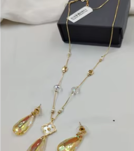ชุดสร้อยคอพร้อมต่างหูโซ่สีทองหรูหราแฟนซีพร้อมต่างหูสำหรับงานปาร์ตี้เหมาะสำหรับงานแต่งงานทุกวันสำหรับผู้หญิง - Product Image 2