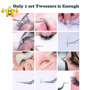 Pinzas de volumen de acero inoxidable tipo L, pinzas de punta de fibra de 75 grados para extensiones de pestañas, pinzas de extensión de pestañas personalizadas OEM ODM - Product Image 6