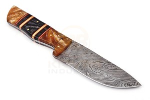 Couteau de chasse artisanal en acier Damas, le plus vendu, avec manche en bois de résine, lame fixe personnalisée, couteau de survie pour l'extérieur - Product Image 6