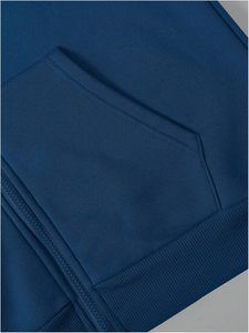 Men's Solid <b>Navy</b> Blue Zip Up Hoodie Casual Regular Fit <b>Sweatshirt</b> with Kangaroo Pockets - Product Image 4