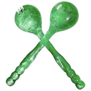 Ustensiles à salade en résine de couleur verte, taille personnalisée, 2 pièces, de haute qualité, faits à la main en Inde, pour la maison et la cuisine, compatibles lave-vaisselle - Product Image 5