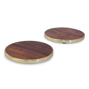 Handcrafted Round Asian Zen Wooden Coaster Set Natural Wood Drink <b>Mats</b> 33cm Diameter for Coffee Tea <b>Beer</b> Wine and Cold Beverages - Product Image 5