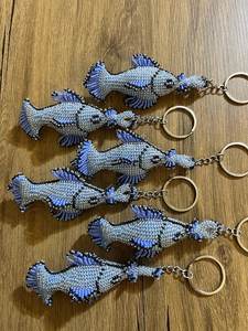 Crochet Beaded Fish Keychain: Handmade Ocean <b>Bag</b> <b>Charm</b> Animal <b>Charm</b> Ocean Lover Gift, Blue Bead Keyring, Sea-Inspired Accessory, - Product Image 4
