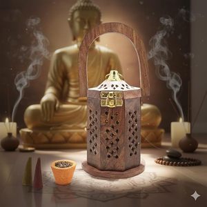 Quemador de Incienso de Madera Hecho a Mano con Tapa Metálica, Tamaño Personalizado para Meditación, Yoga, Navidad, Bodas, Decoración - Product Image 1