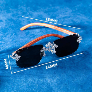 Gafas de Sol Cuadradas Sin Montura Ligeras con Cristales Helados y Patillas de Madera, Lentes de Moda Unisex para Actividades al Aire Libre y Fiestas - Product Image 4