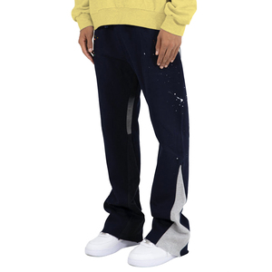 Pantalon de jogging évasé empilé en molleton de coton personnalisé pour hommes, avec logo imprimé sur mesure, taille élastique, séchage rapide, vente en gros - Product Image 3