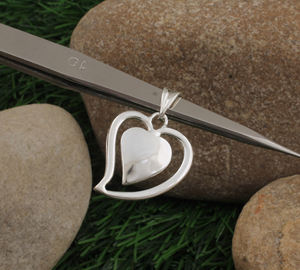 Vintage Natural 925 Sterling <b>Silver</b> Platinum Plated <b>Heart</b> Shaped Pendant <b>Necklace</b> for Women Men Anniversary Wholesale Jewelry - Product Image 1