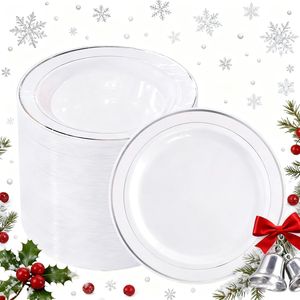 Juego de Platos Desechables de Plástico Resistente de Primera Calidad, 100 Piezas, 6.25 Pulgadas, Platos Blancos para Aperitivos, Pasteles Pequeños, Ensaladas y Postres - Product Image 1