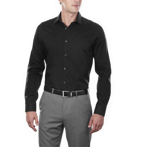 Chemise habillée slim fit pour homme, anti-plis, col montant, séchage rapide, respirante, couleur unie, bouton unique, printemps - Product Image 2