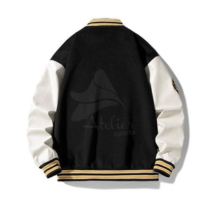 Chaqueta Varsity de Algodón Grueso de Alta Calidad para Hombre, con Dobladillo Acanalado, Estilo Boxy, con Botones, para Béisbol y Sóftbol, Personalizable con Letras - Product Image 2