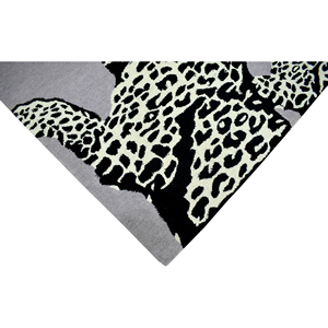 Modern Hand-Tufted Wool Area <b>Rug</b> Artistic Triple Leopard Motif Soft <b>Purple</b>-Grey Silk Blend - Product Image 5