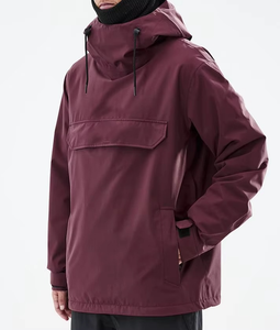 Chaqueta de esquí impermeable con capucha para hombre, de poliéster, con cierre de cremallera y bolsillo en el pecho, color gris, para esquí y nieve - Product Image 5