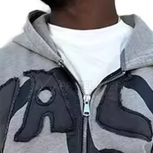 Ensemble de survêtement décontracté pour homme style Hip Hop Punk avec fermeture éclair et design vieilli – Vente en gros Printemps-Automne (Haut à capuche et pantalon) - Product Image 3