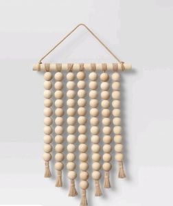 Wood Bead Floral Wreath Decorative <b>Wooden</b> Bead Wreath for Home Living Room Elegant Wood Bead Craft Boho Style Wall Decor Piece - Product Image 1