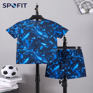 ชุดเสื้อฟุตบอลเด็กชายพิมพ์ลายแบบซับลิเมชั่นเสื้อยืดแขนสั้นแห้งเร็วพร้อมกางเกงขาสั้นเอวยางยืดทุกฤดูกาลชุดกีฬาเด็ก - Product Image 3