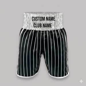 Pantalones Cortos de Kick Boxing de Lona Estampada de Alta Calidad con Logotipo Frontal, Ecológicos, con Abertura Lateral, Tradicionales para Entrenamiento - Product Image 2