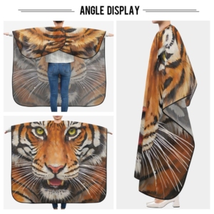 Capa de Peluquería con Estampado de Tigre, Poliéster Resistente al Agua, Bata de Barbería con Cuello Ajustable con Broches - Product Image 3