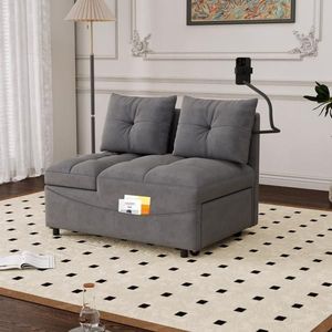 Divano Letto Moderno in Velluto Estraibile, Versatile Divano a 2 Posti Pieghevole con Schienale a U Regolabile e Imbottito - Product Image 1
