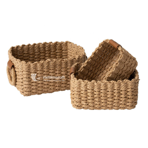 Paniers de rangement rectangulaires en osier avec poignées, écologiques, pour la lessive et l'organisation (vente en gros) - Product Image 1