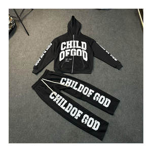 Ensemble de survêtement pour homme, design OEM, 100% polyester, personnalisable, polaire technique d'hiver, séchage rapide, coupe classique, sweat à capuche entièrement zippé et pantalon de jogging - Product Image 1