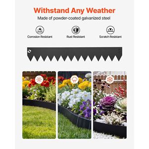 Bordatura per Giardino in Acciaio Zincato, Confezione da 6, 40 x 6 Pollici, con 6 Clip di Montaggio, Metallo Pieghevole per Paesaggistica e Terrazze - Product Image 2