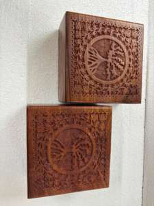 Boîte de rangement en bois sculptée à la main, écologique, art populaire, Arbre de Vie, doublure en velours, emballage cadeau décoratif, vente en gros OEM - Product Image 5