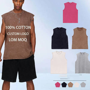 เสื้อกล้ามคอกลมทรงหลวมแบบย้อมสีเอซิด ถักจากผ้าฝ้าย 100%  ซับเหงื่อได้ดี  รับสกรีนโลโก้  เสื้อกล้ามผู้ชาย - Product Image 2