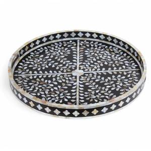 Plateaux à vaisselle classiques de luxe en résine incrustée, durables |   Table d'appoint portable artisanale, écologique et compatible lave-vaisselle pour la maison - Product Image 3