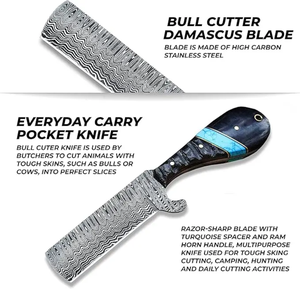 Cuchillo de Desollado de Acero de Damasco de Alta Calidad, Hecho a Mano, con Mango de Madera, Hoja de Precisión para Desollar, Fabricante OEM - Product Image 4